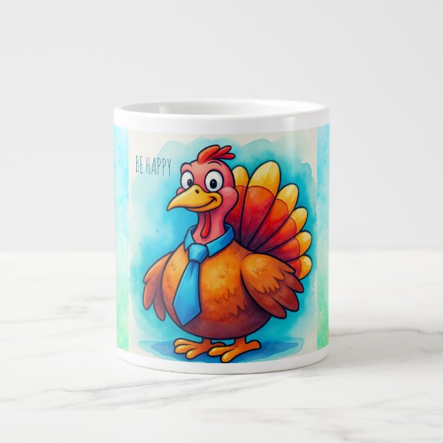 Action de grâce, Dinde Mignonne, Grand Mug à Café (Devant)