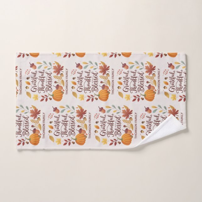 Action de grâce remerciements bénédictions automne (Serviette à main)