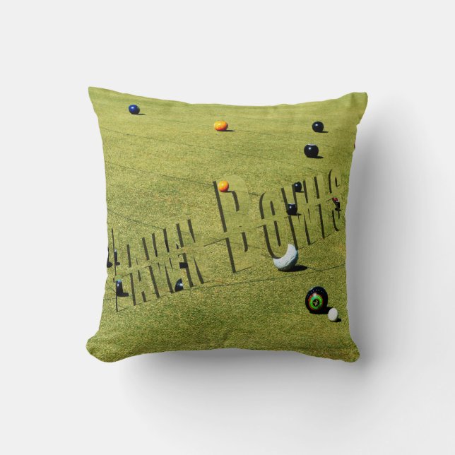 Action de Lawn Bowls, Et Logo, Coussin de jet (Recto)