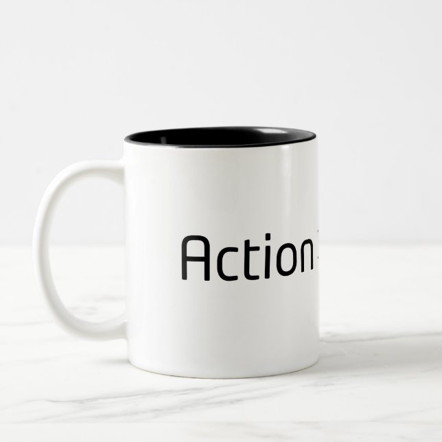 Action Over Anxiety Minimalist Two-Tone Coffee Mug (Gauche)