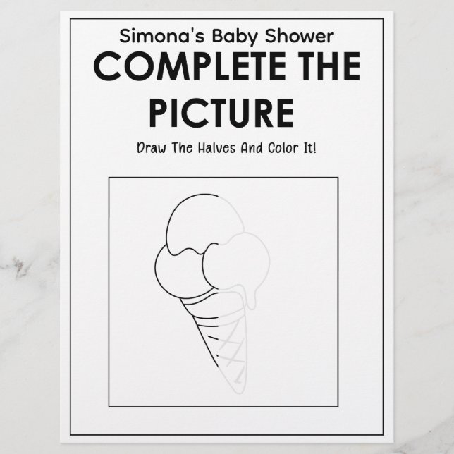 Activité de coloriage Baby Shower Cône de Glace (Devant)