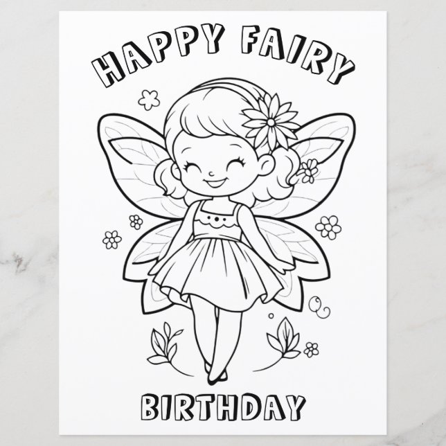 Activité de fête d'anniversaire de fée heureuse (Devant)