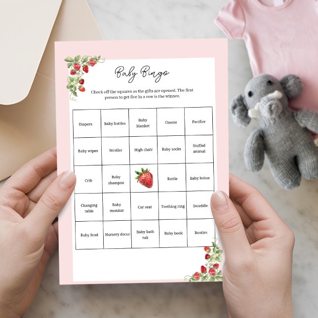 Activité de loto bébé fraise aquarelle (Berry Sweet Baby Bingo Activity Sheet)