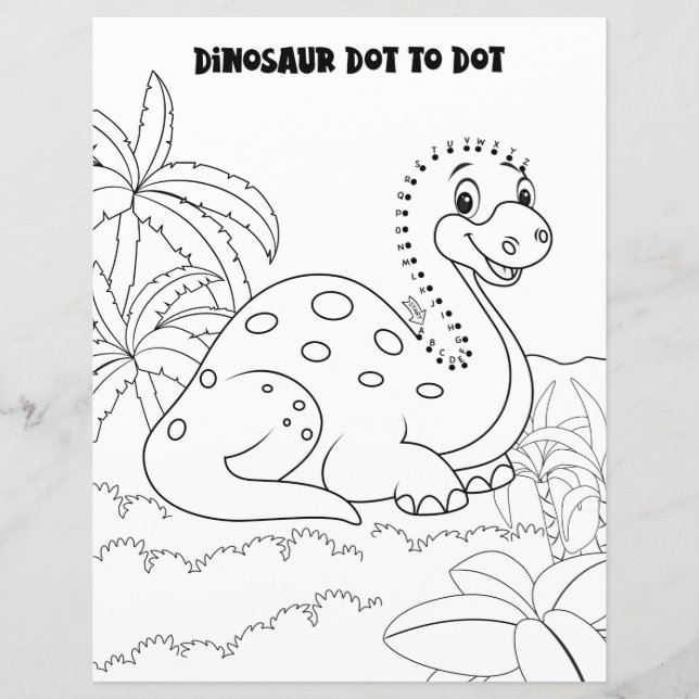Activité pour enfants Dinosaure Alphabet Point à P (Devant)