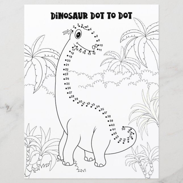 Activité pour enfants dinosaure relier les points  (Devant)