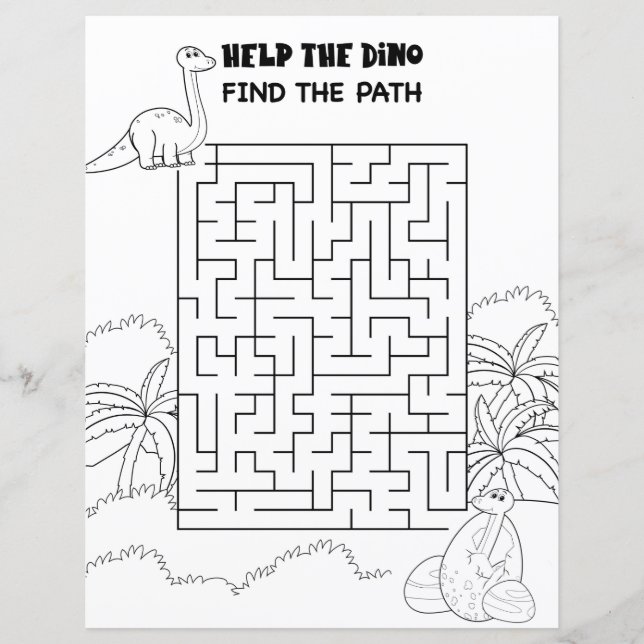 Activité pour enfants Labyrinthe de dinosaure mign (Devant)