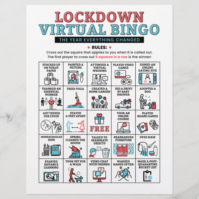Activités de verrouillage du bingo de quarantaine (Devant)