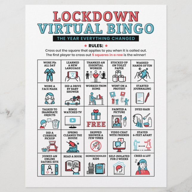 Activités de verrouillage du bingo de quarantaine  (Devant)