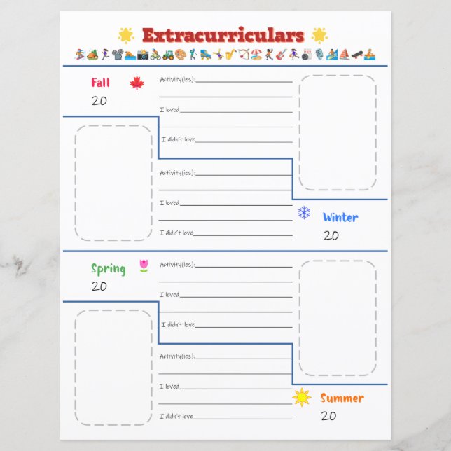 Activités Extrascolaires pour Enfants à Imprimer (Devant)