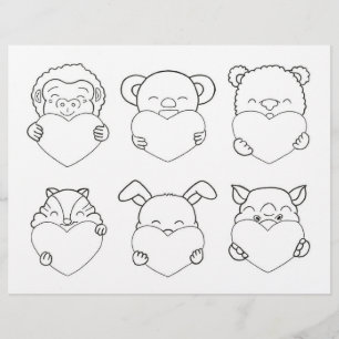 Activités pour enfants Cartoon animal Coeurs Color
