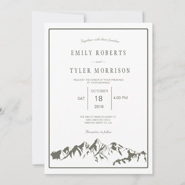 Actualisation Forêt de Montagne Mariage Invitation (Devant)