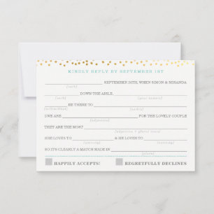 AD LIB RSVP RÉPONDRE fun rustique confetti menthe 