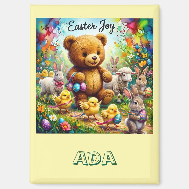 ADA ~ OURS DE PÂQUES Easter poussins ~  Aimant (Recto)
