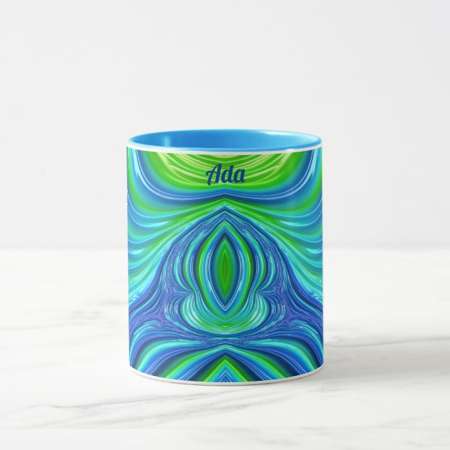 ADA ~ Zany 3D Fractal ~ Mug Bleu Vert  (Centre)