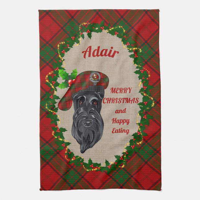Adair Scottie Chien Noël Serviette de cuisine (Vertical)