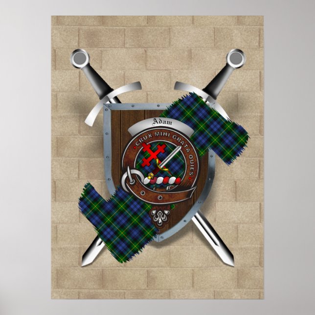 Adam Clan Badge Crossed Swords Poster 18x24 (Devant)