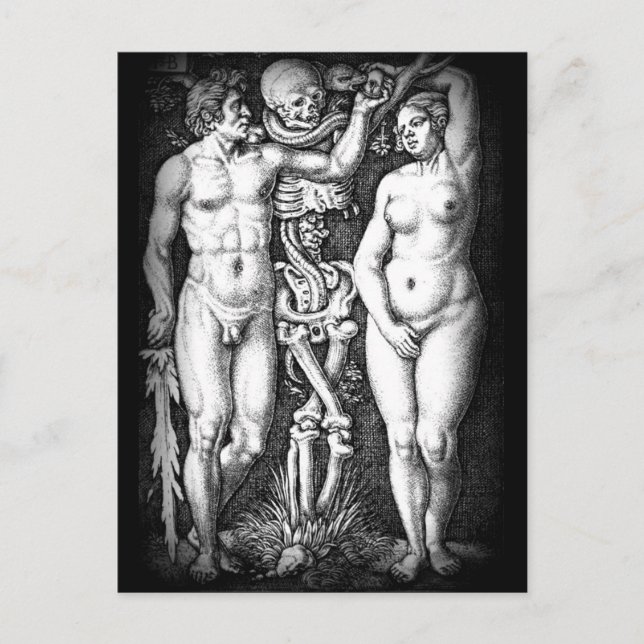 Adam et Eve carte postale originale (Devant)