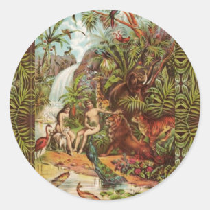 Adam Et Eve Dans Le Sticker Coeur Du Jardin