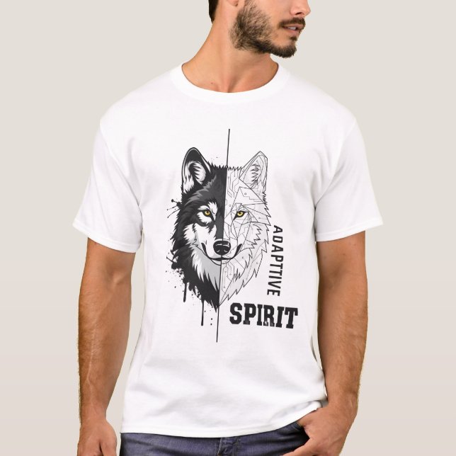 Adaptive Spirit Wolf Modern Art T-Shirt (Devant)