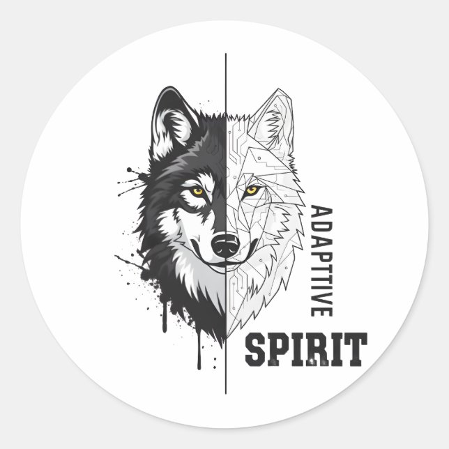 Adaptive Spirit Wolf Round Sticker (Devant)