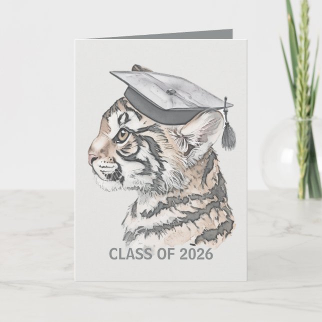 Add Photo Tiger Graduation QR Code Invitation  (Devant)