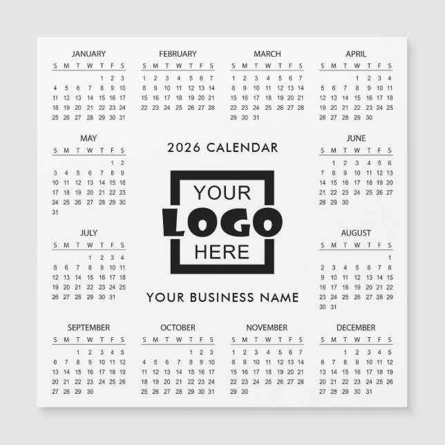 Add Your Own Business Logo 2026 Calendar | Magnet (Devant)