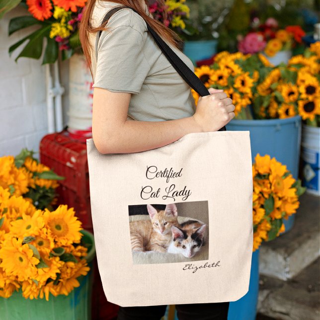 Add Your Photo Cat Lady Gym Tote Bag (Créateur téléchargé)