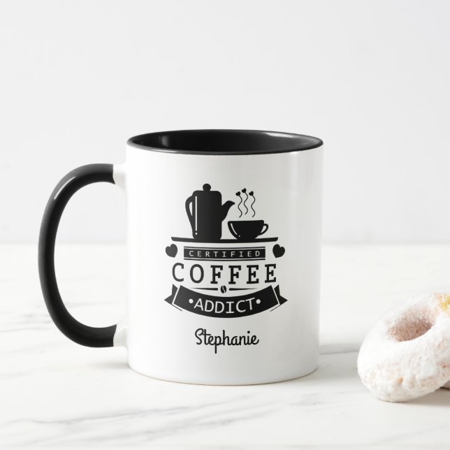 Addict Certifié Café Drôle Mug (Avec donut)