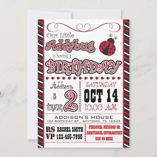 Addybug 2e anniversaire Invitations (Devant)