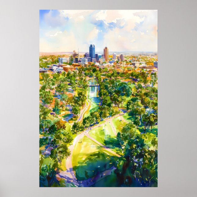 Adelaide Watercolor Poster Wall Art Adelaide Wall (Devant)
