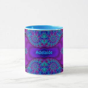 ADELAIDE ~ Zany 3D ~ Mug Bleu, Vert et Violet