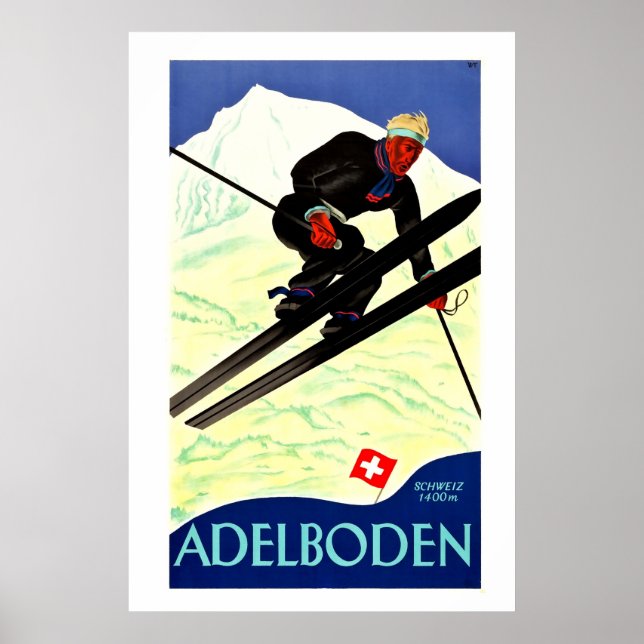 Adelboden, Schweiz, Ski Travel Poster (Devant)