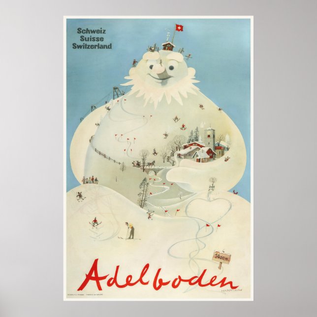 Adelboden, Switzerland, Ski travel Poster (Devant)