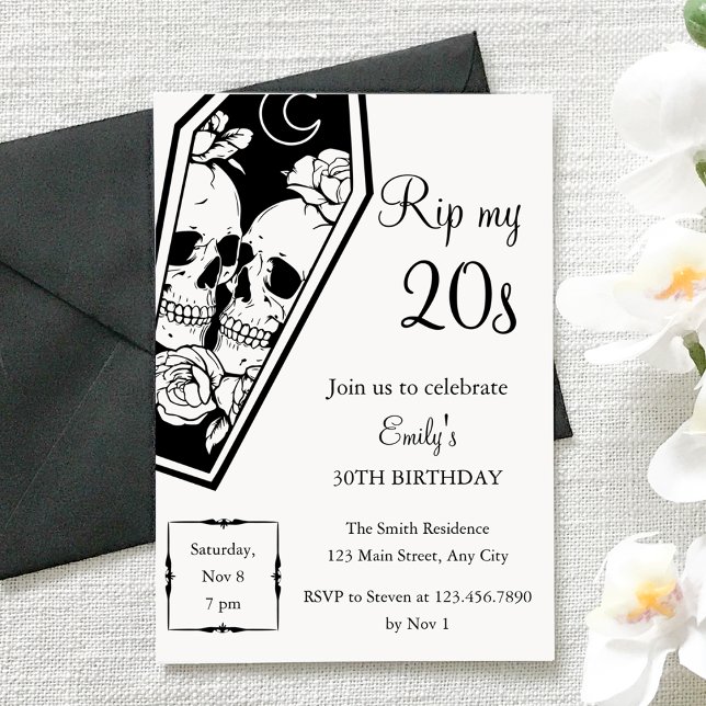 Adieu 20 ans Invitation 30 ans Gothique (Créateur téléchargé)