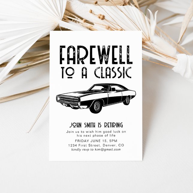 Adieu à un Invitation classique de voiture de retr (Créateur téléchargé)