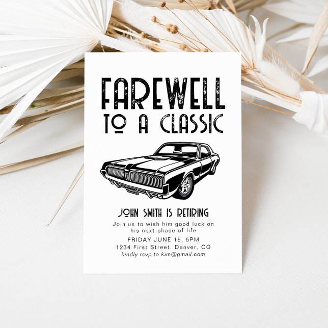 Adieu à un Invitation classique de voiture de retr (Créateur téléchargé)