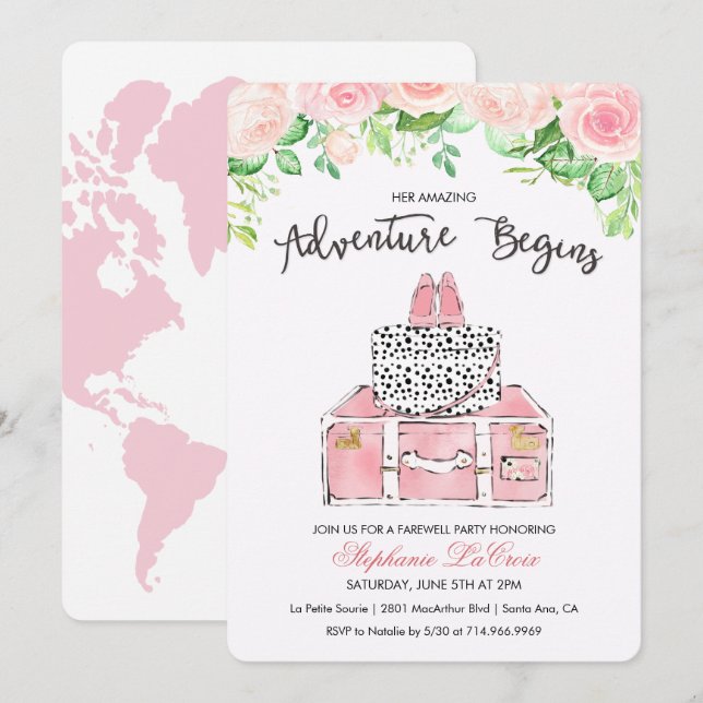 Adieu Aventure Voyage Abandon Invitation (Devant / Derrière)