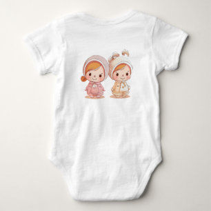 Adieux Vintage Jumeaux Bébés Body Blanc
