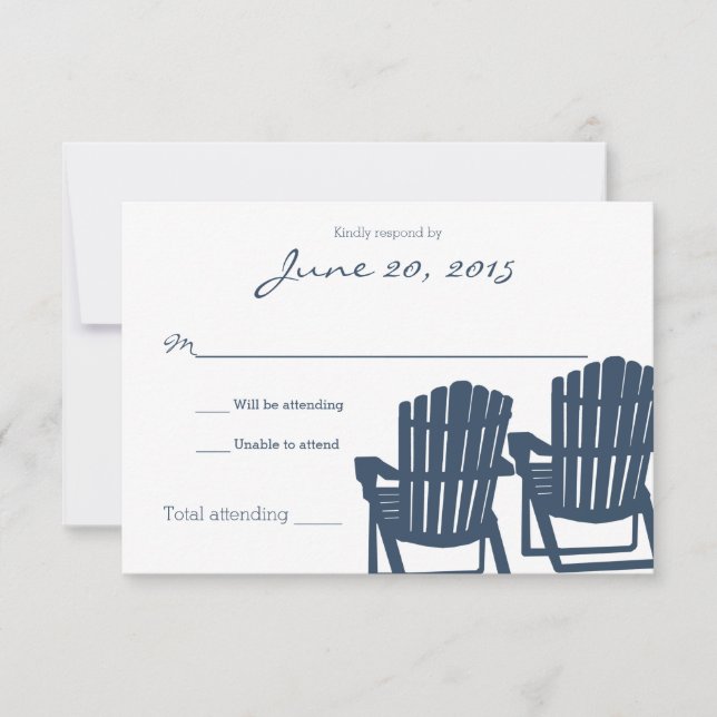 Adirondack Chaises Blue Beach Mariage Carte de rép (Devant)