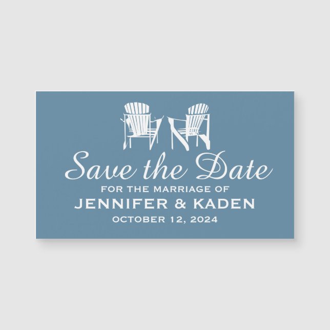 Adirondack Chaises Gris BLEU | Save the date (Devant)