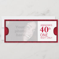 Admettre deux VIP 40e anniversaire invitation phot