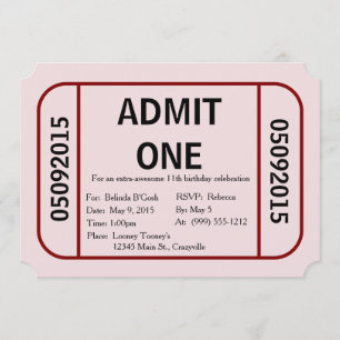 Admettre un billet Invitation de fête d'anniversai