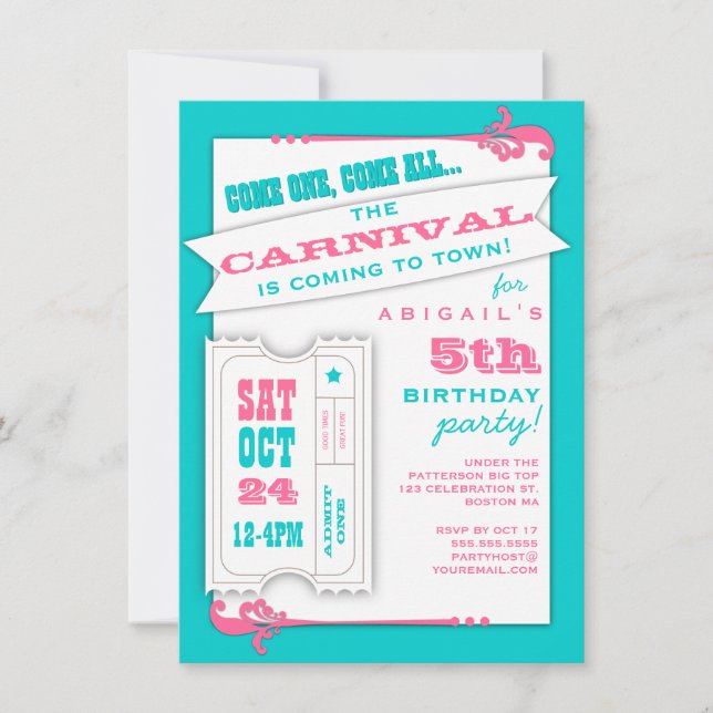 Admettre Une Fille Carnavalesque Invitation à la f (Devant)