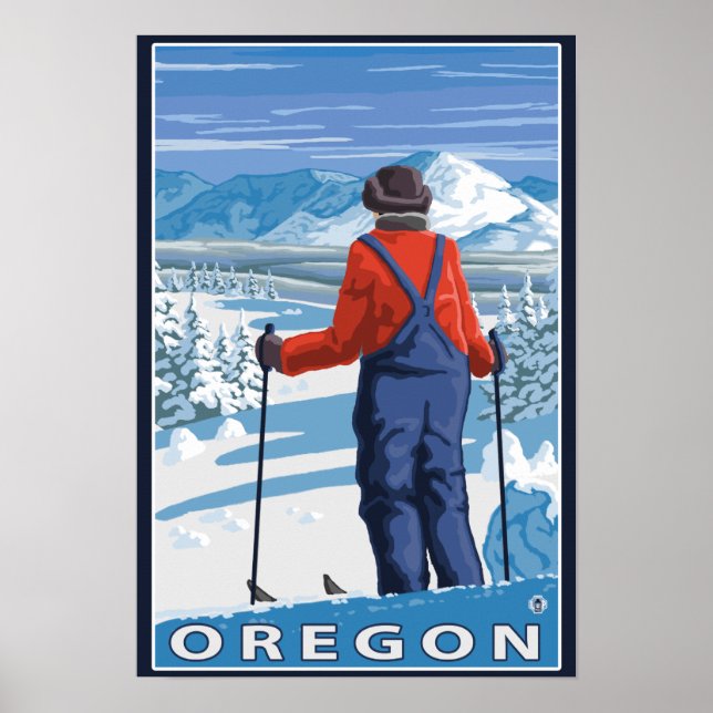 Admirer le skieur - Poster Vintage voyage (Devant)