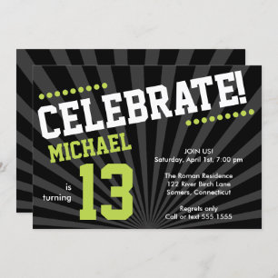 Ado Boy Invitation d'anniversaire, Lime Green et B