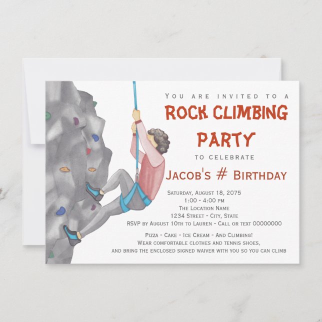 Ado Boy Rock Escalade Anniversaire Invitations (Devant)