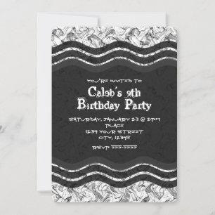 Ado Boy White & Grey Abstrait Grunge Invitations