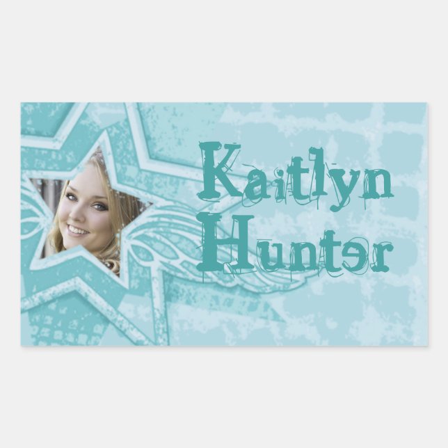 Ado fille aqua bleu id nom étiquette autocollant (Devant)