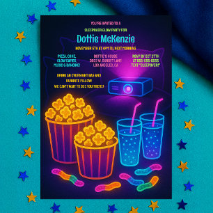 Adolescent Sleepover Glow Party Movie Invitation