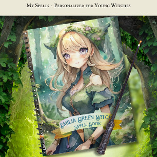 Adolescent Verte sorcière Spells Livre Grimoire